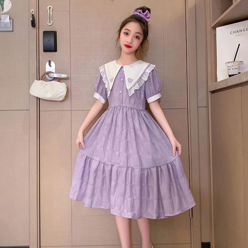 Đầm Công Chúa Cổ Búp Bê Tay Phồng Mẫu Mới 2023 Thời Trang Mùa Hè Xinh Xắn Cho Bé Gái