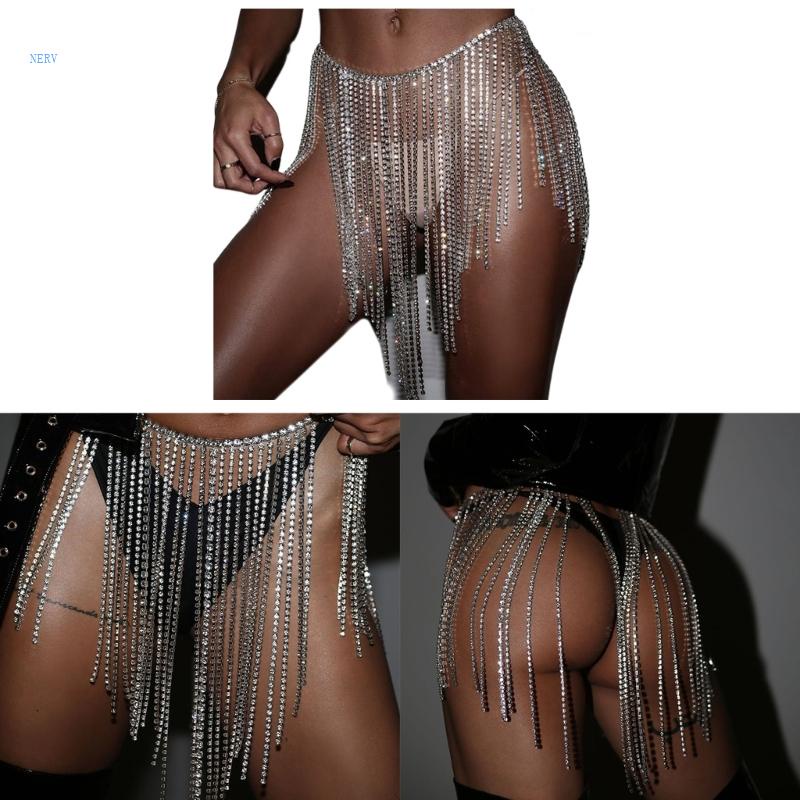 Thắt Lưng Dây Xích Đính Đá Lấp Lánh Có Thể Điều Chỉnh Cho Nữ