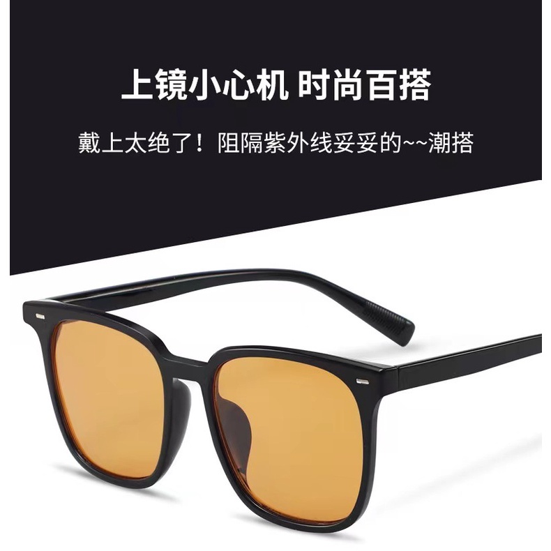 Kính Mát Gọng Vuông Màu Nâu Phong Cách Xiaohongshu Cổ Điển Thời Trang Cho Nam Và Nữ