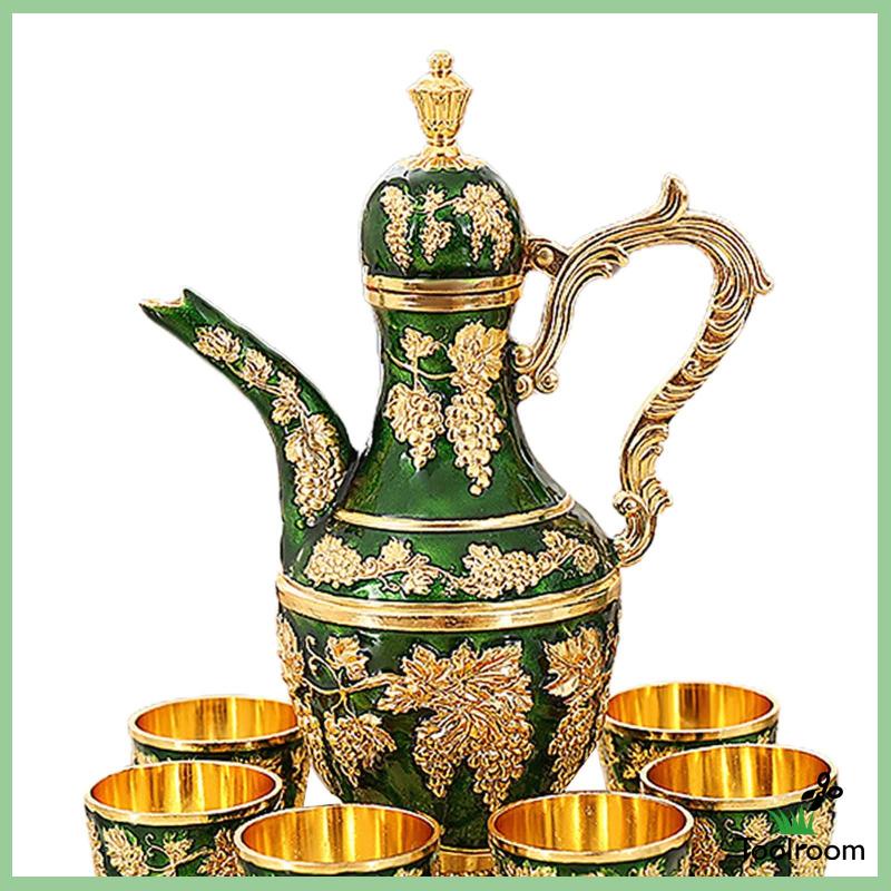 Bộ Ấm Trà Phong Cách Châu Âu Cổ Điển Sang Trọng Kèm Khay Đựng Dành Cho Tiệc Cưới