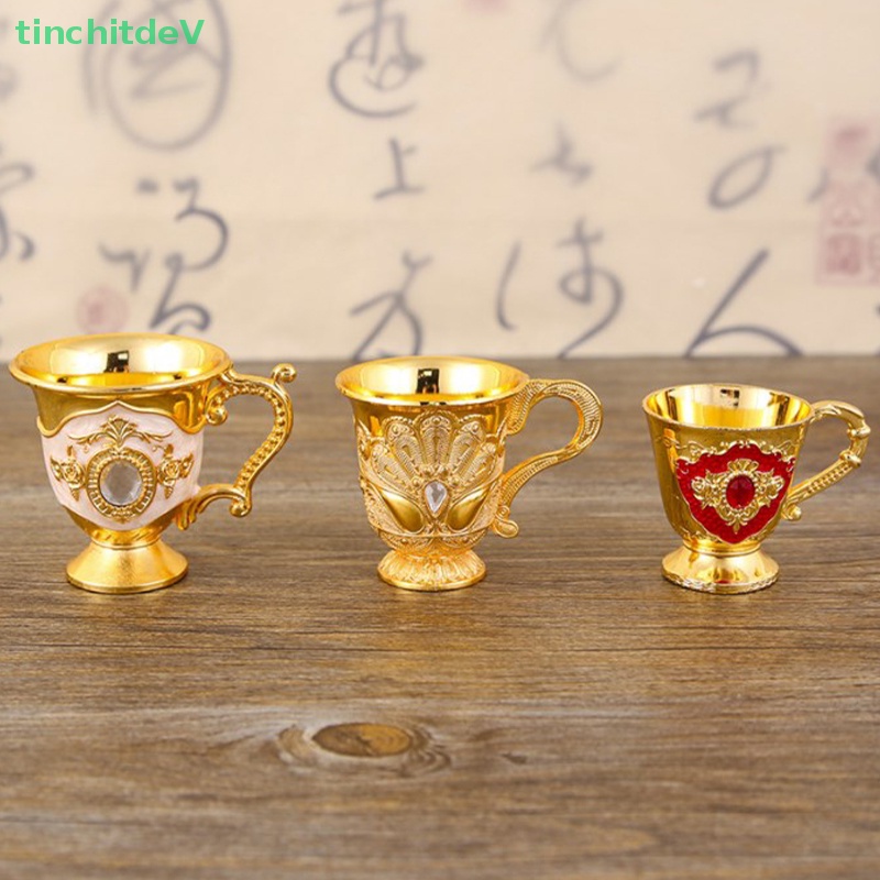 [TinchitdeV] Cốc Uống Trà / Cà Phê Mini Họa Tiết Hoa Đính Kim Cương Giả Lấp Lánh Retro Trang Trí Tách Trà tazas de te [Mới]
