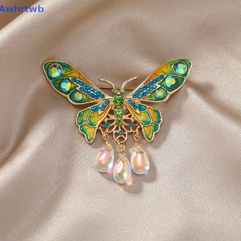 Ghim Cài Áo Hình Giọt Nước Phối Tua Rua Hình Bướm Tráng Men Cho Nam Nữ Mới