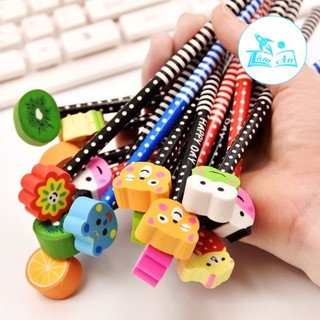 Tẩy cắm đầu bút chì con vật dễ thương cho bé
