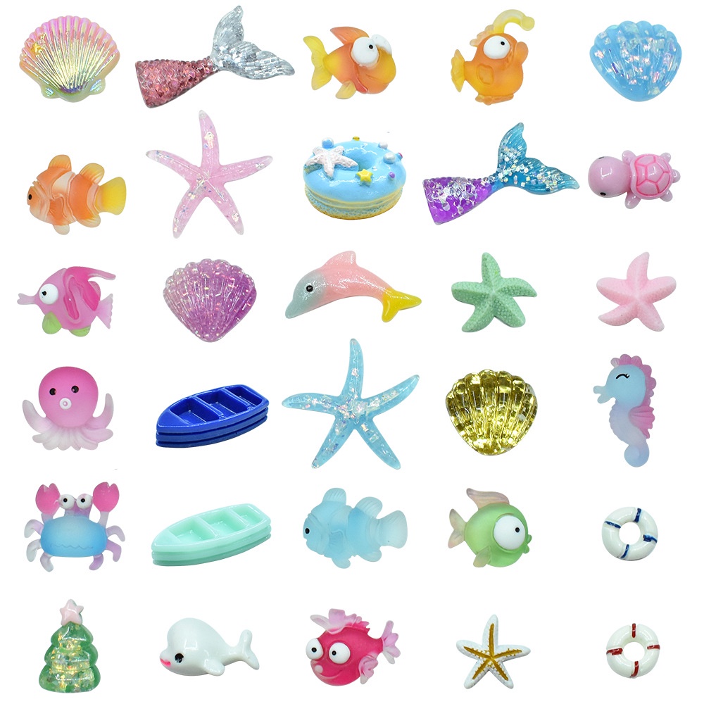 Hộp 30 Miếng Dán Trang Trí Điện Thoại / Kẹp Tóc Hình Bánh Gấu / Bông Hoa Bằng Nhựa Resin Dễ Thương DIY