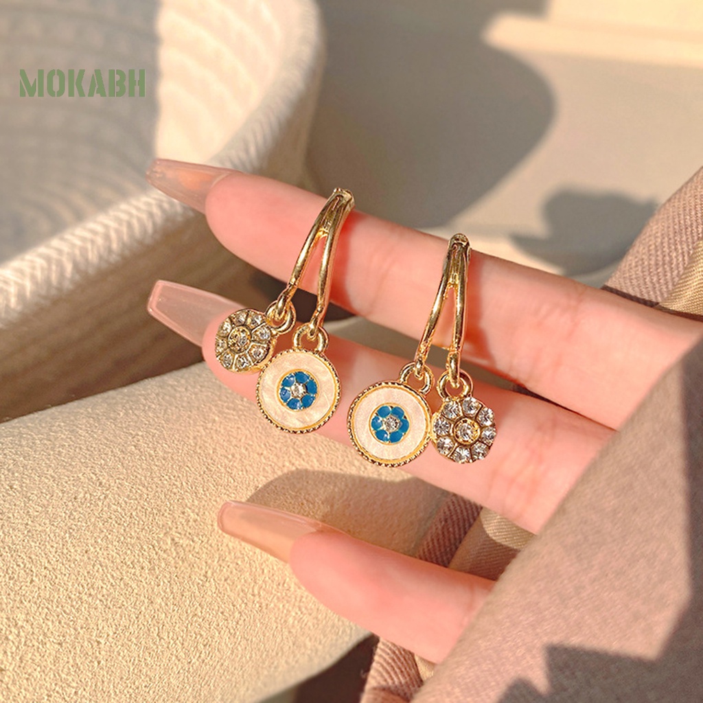 1 Đôi Bông Tai Đính Đá Lấp Lánh Phong Cách Vintage Dành Cho Nữ