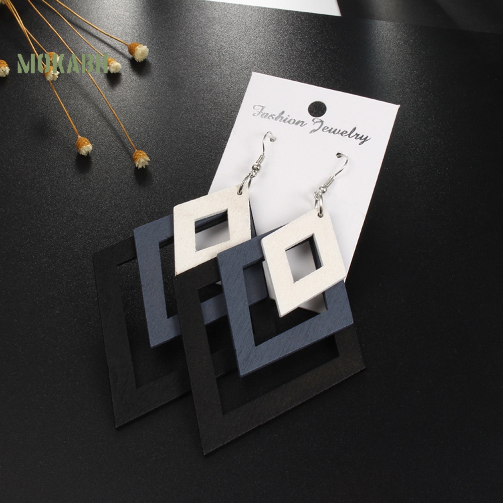 Bông Tai Nhiều Lớp Bằng Gỗ Phong Cách Cổ Điển Thời Trang Cho Nữ