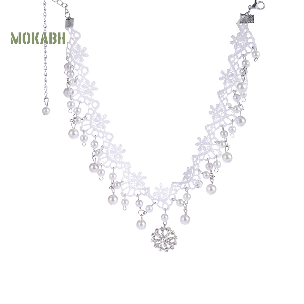 (Hot) Vòng Cổ Choker Ren ĐíNh NgọC Trai Giả Xinh XắN