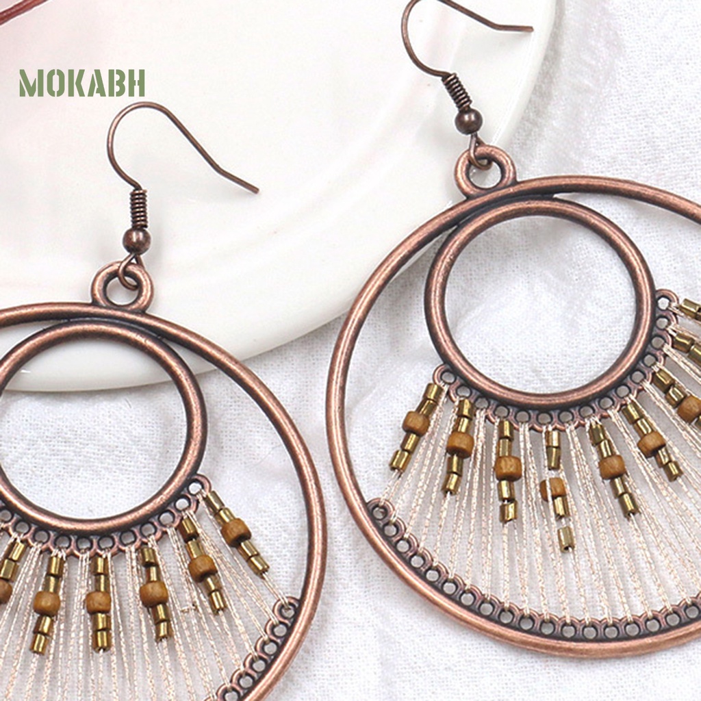 1 Đôi Bông Tai Hình Giọt Nước Đính Hạt Phong Cách Bohemian Thời Trang Cho Nữ