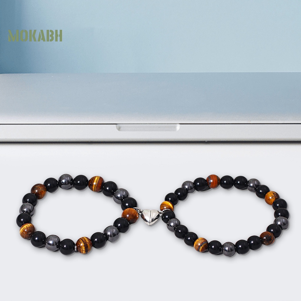 1 Cặp Vòng Tay Chuỗi Hạt Đá Mắt Hổ 3 Màu Thời Trang