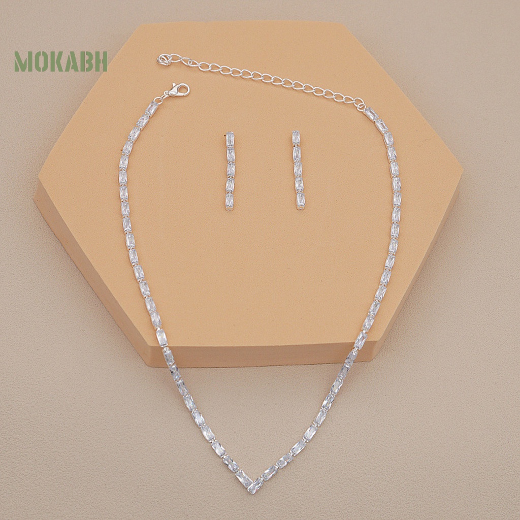 [Mới] Set Vòng cổ Và Bông Tai Đính Đá Zircon Sang Trọng Không Gây Dị Ứng Cho Cô Dâu