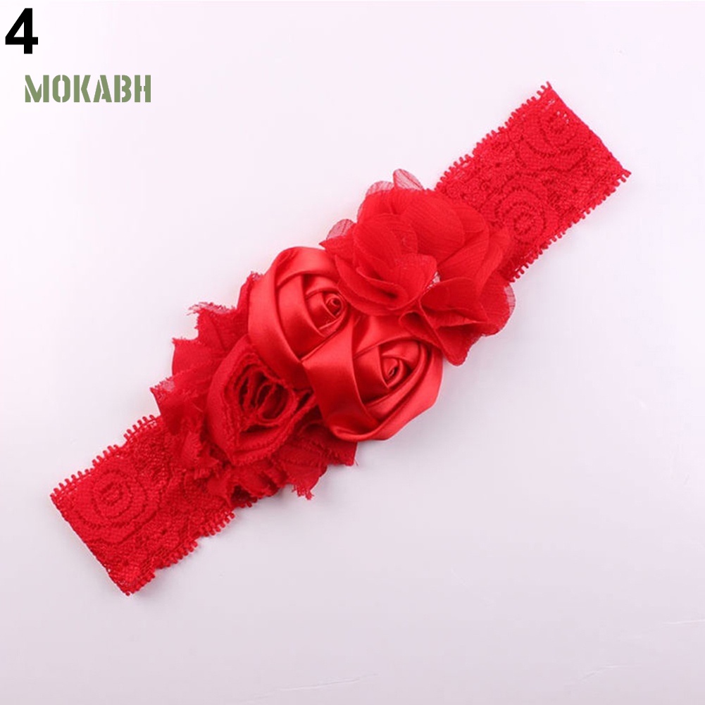 Băng Đô Ren Hoa Hồng Đính Hạt Xinh Xắn Cho Bé Sơ Sinh