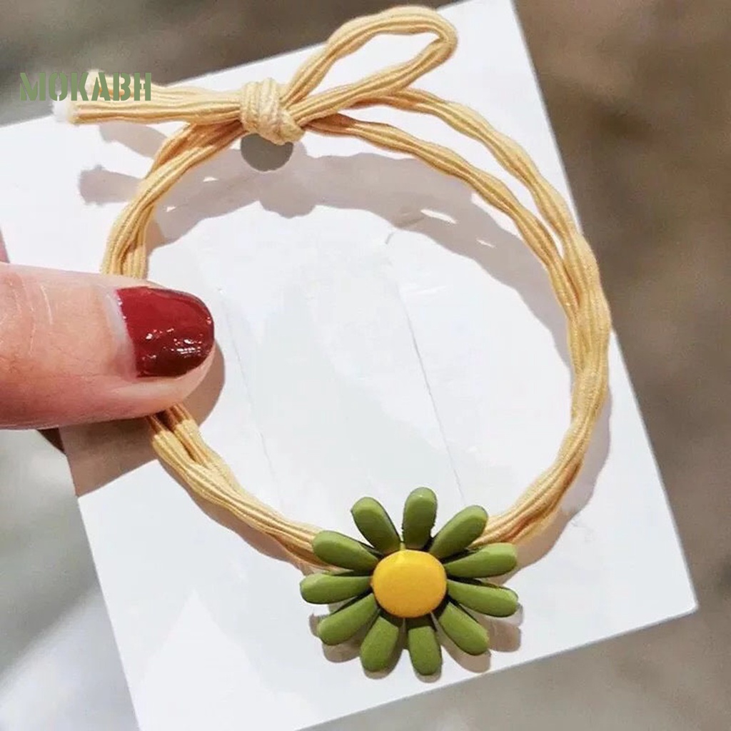 Dây Cột Tóc Co Giãn Đính Hoa 3D Bằng Nhựa Resin Có Thể Giặt Rửa Cho Bé