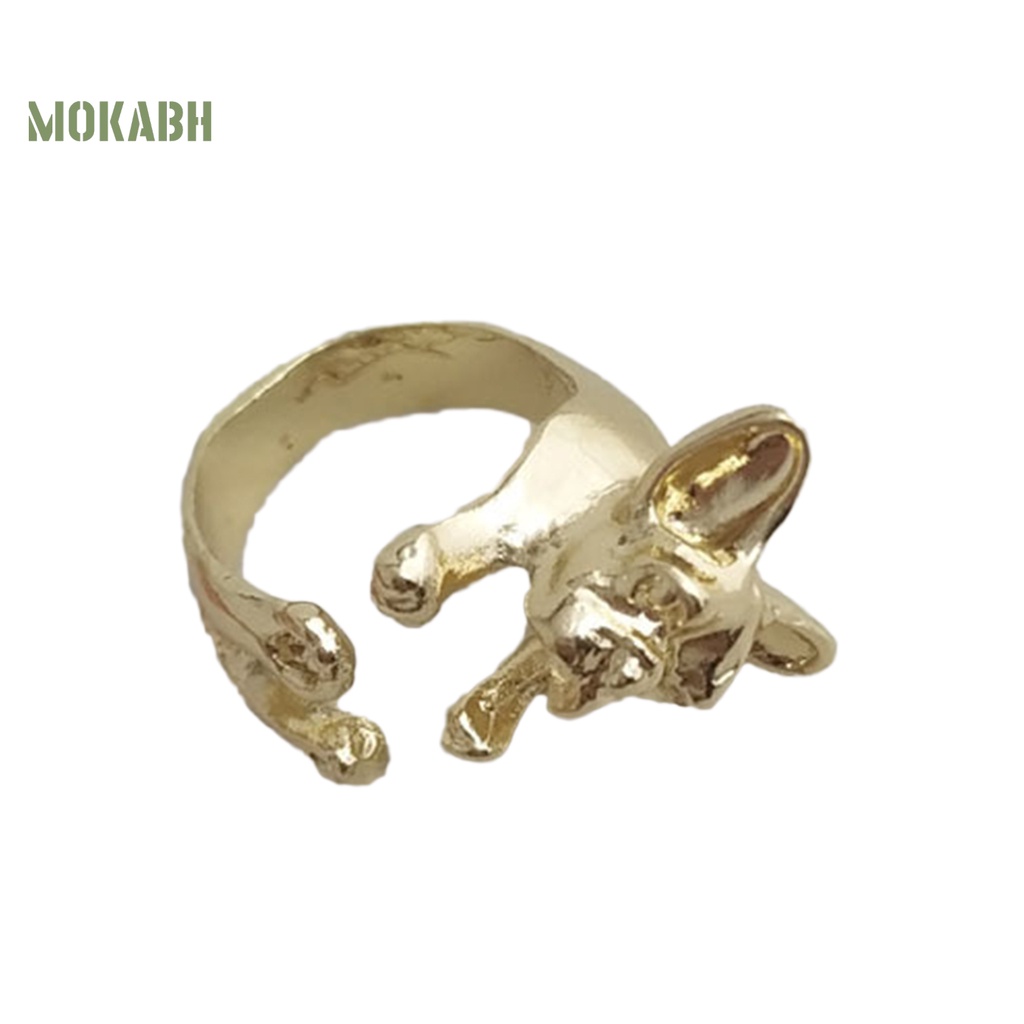 Nhẫn Hở Hình Chó Bull Phong Cách Punk Cổ Điển Có Thể Điều Chỉnh Kích Cỡ