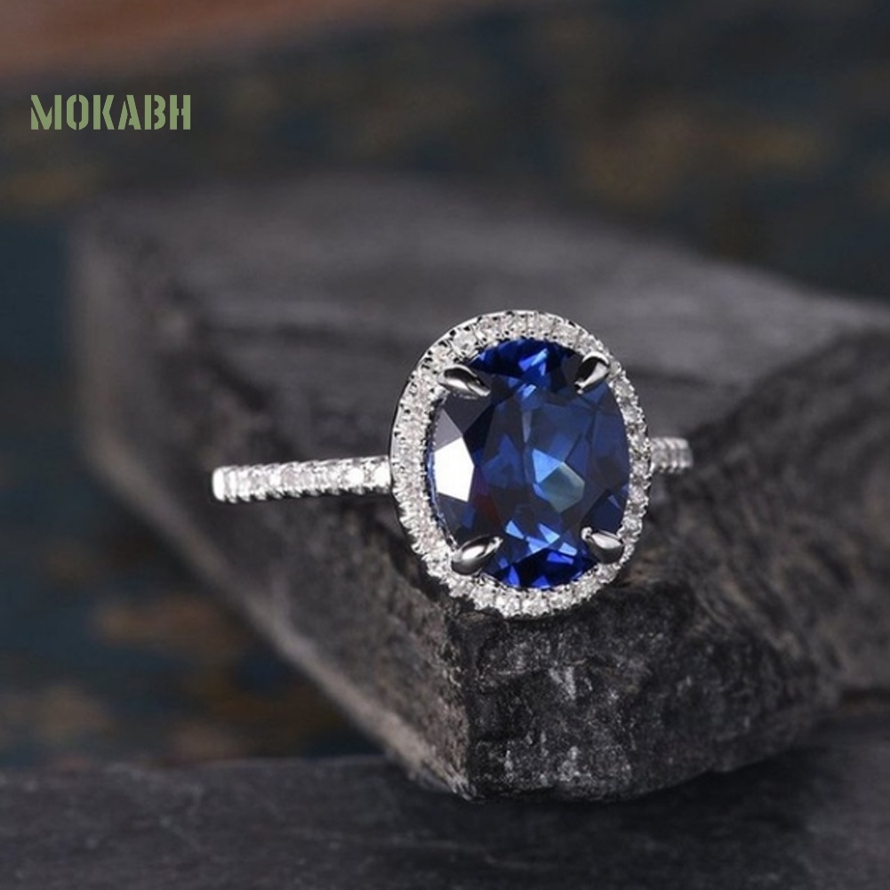 Nhẫn Đính Hôn Đính Đá Zircon Hình Oval Thời Trang Dành Cho Nữ