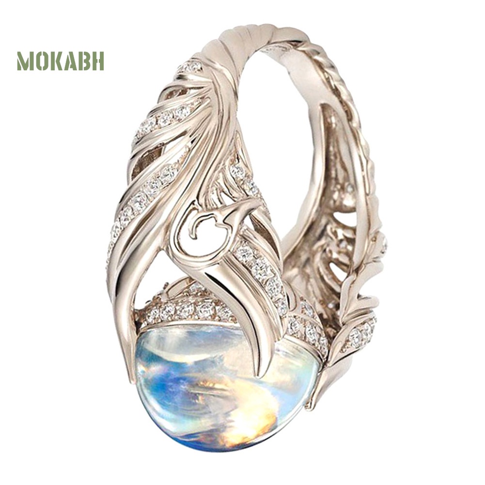 Nhẫn Đính Đá Mặt Trăng Nhân Tạo Thời Trang Cho Nữ