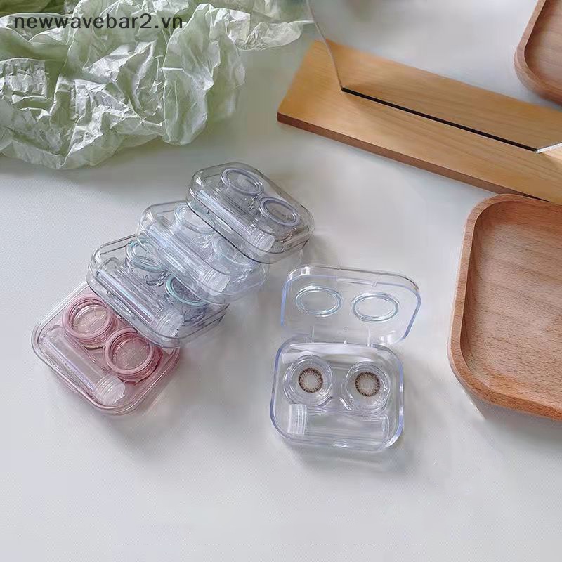 [Mới] Hộp Đựng Kính Áp Tròng Di Động Trong Suốt Phong Cách Lạnh Đơn Giản Kèm Nhíp Gắp