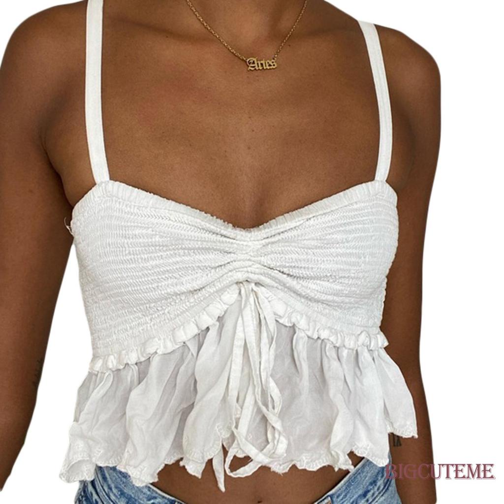 Áo Lửng Hai Dây Phối Ren Thời Trang Quyến Rũ Dành Cho Nữ