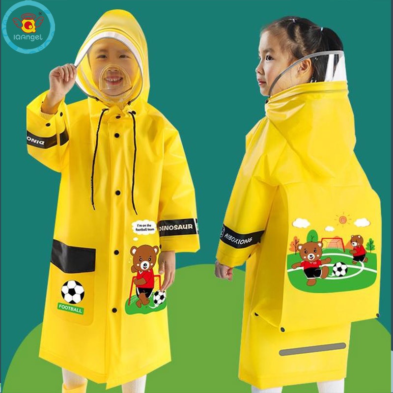 Iq Áo Mưa Kẻ Sọc Phản Quang Bản Rộng Bảo Vệ Mặt Hoạt Hình Cho Trẻ Em Học Sinh poncho