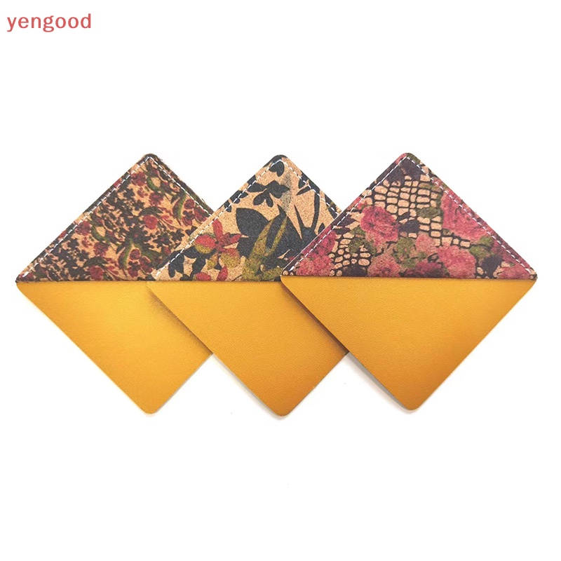 (YGD) Thẻ Đánh Dấu Trang Sách Di Động Bằng Da In Họa Tiết Hoa Hình Thoi Làm Quà Tặng
