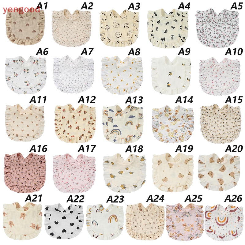 1 Yếm Ăn Cotton Mềm Mại Họa Tiết Hoa Xinh Xắn Cho Bé