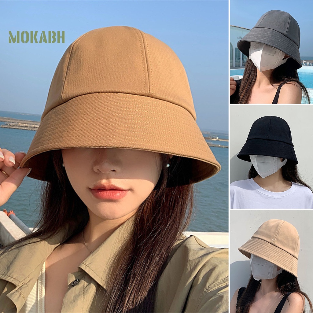 Nón Bucket Vành Tròn Màu Trơn Thời Trang Mùa Hè Cho Nữ