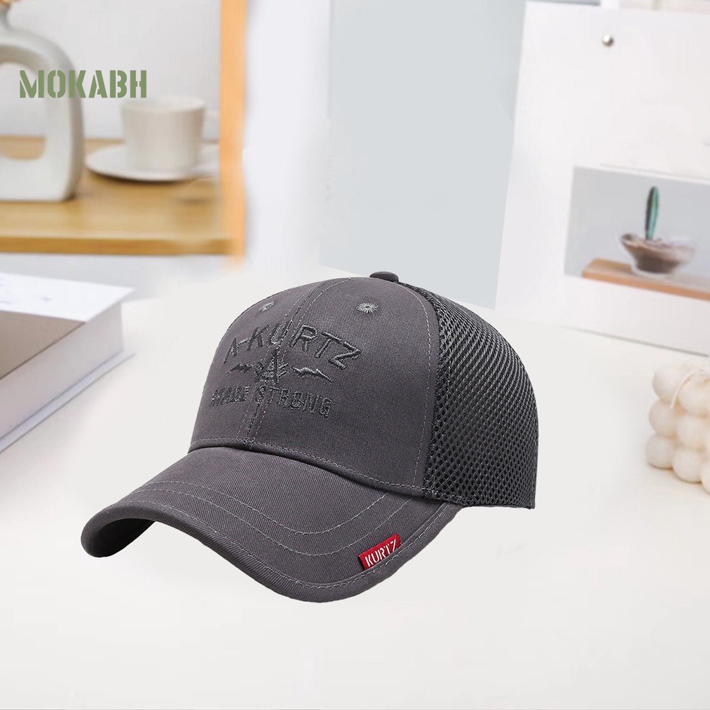 [Mok Abh] Mũ Lưỡi Trai Phối Lưới Thoáng Khí Hình Chữ Cái Sành Điệu Nâng Cao Khuôn Mặt Chống Nắng Cho Nam