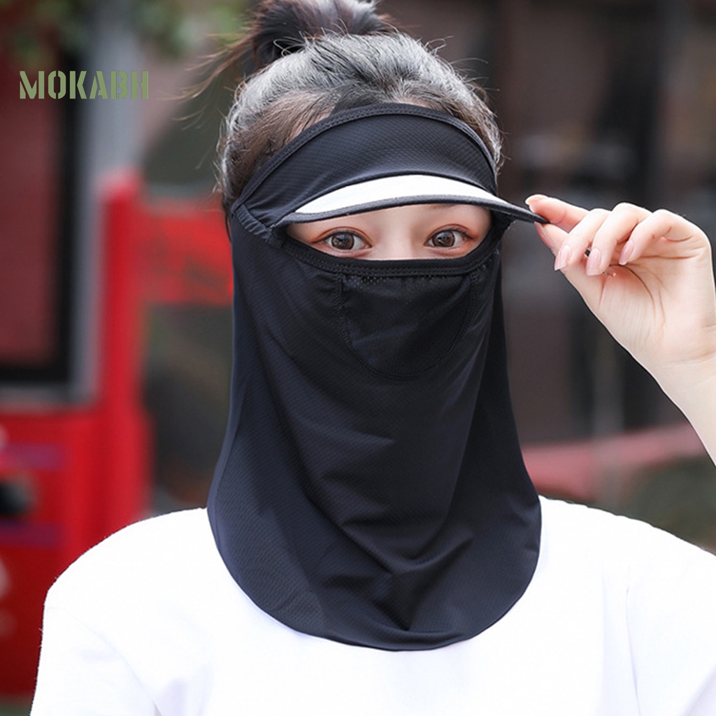 [Mok Abh] Mũ Trùm Đầu Che Mắt Và Cổ Bằng Lụa Lạnh Chống Bụi Thoáng Khí Dùng Khi Đi Xe Đạp Mùa Hè