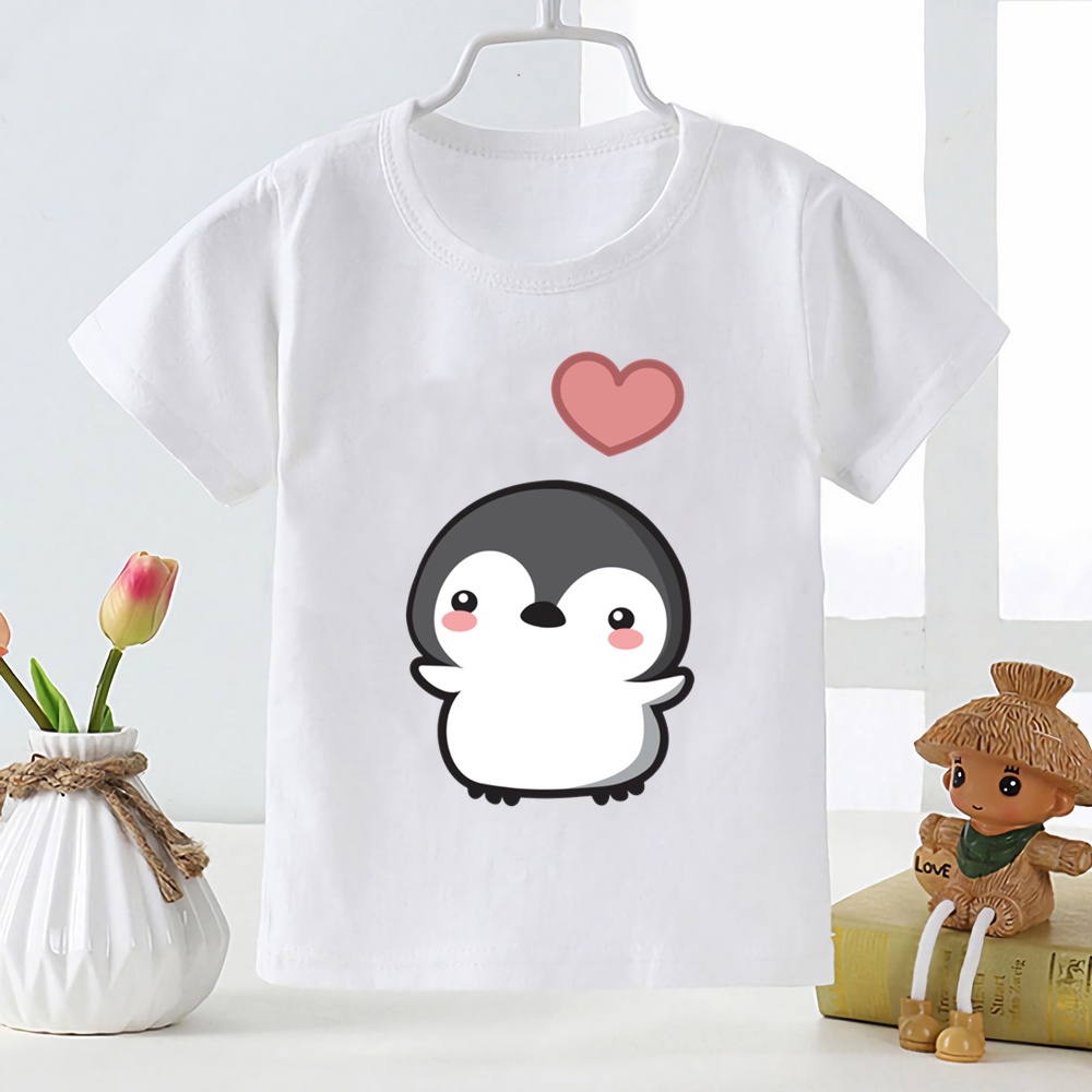 Áo Thun In Hình Chim Cánh Cụt Hoạt Hình Dễ Thương Thời Trang Mùa Hè Cho Bé Trai Và Gái