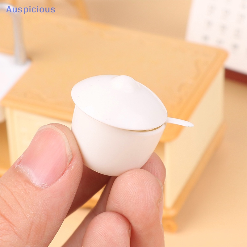 1 Bộ Nồi Nấu Ăn Hình Tròn Kèm Muỗng Và Vỏ Trang Trí Nhà Búp Bê 1: 12