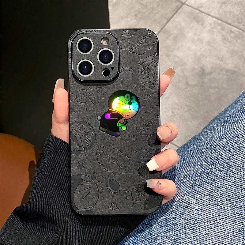 Ốp Điện Thoại Da Mềm Chống Sốc Màu laser In Hình Doraemon Cho 14 13 12 11 Pro Max 14 Plus 11pro 12pro X XR Xs Max 7 8 Plus