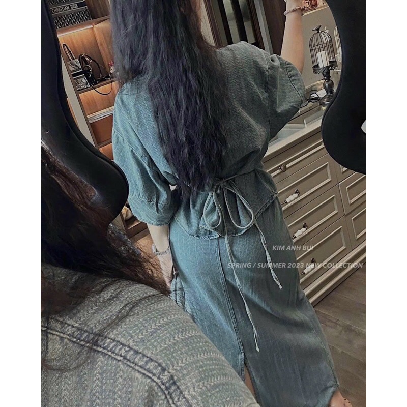 Set áo bò chân váy dài