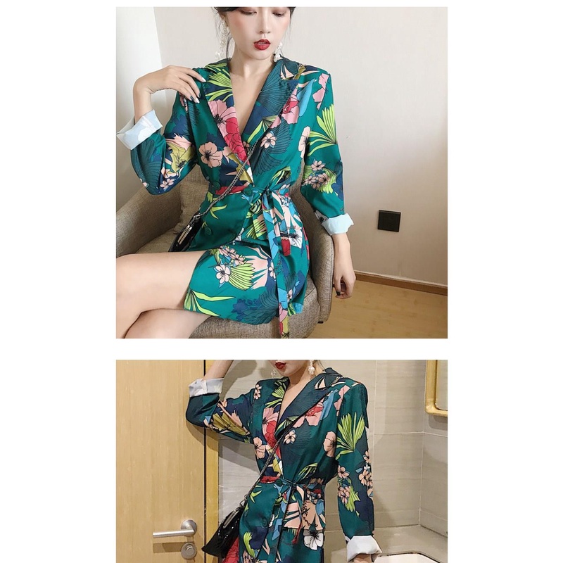 Áo Khoác Nữ Dáng Dài In Họa Tiết Phong Cách Hong Kong Thời Trang Mùa Thu 2018 Mới