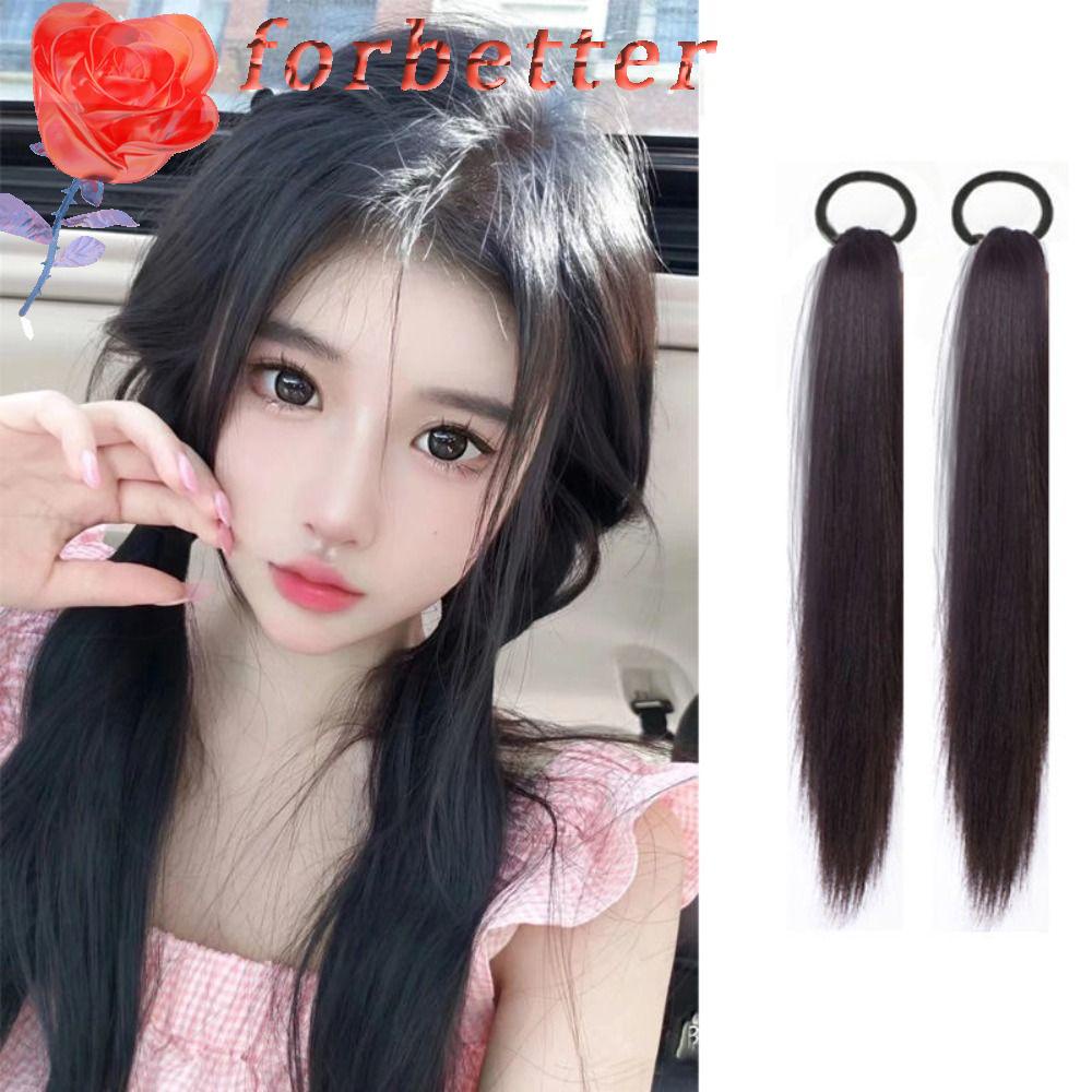 Tóc Giả Thẳng Dài Bằng Cao Su Màu Nâu Tự Nhiên Cho Nữ