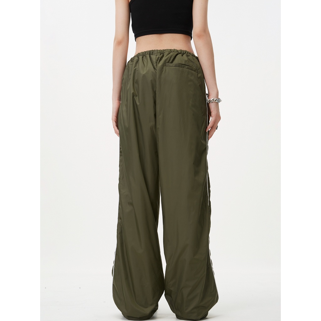 Mr Bense Quần Dù Thể Thao Dáng Rộng Họa Tiết Kẻ Sọc Phong Cách Đường Phố Mỹ