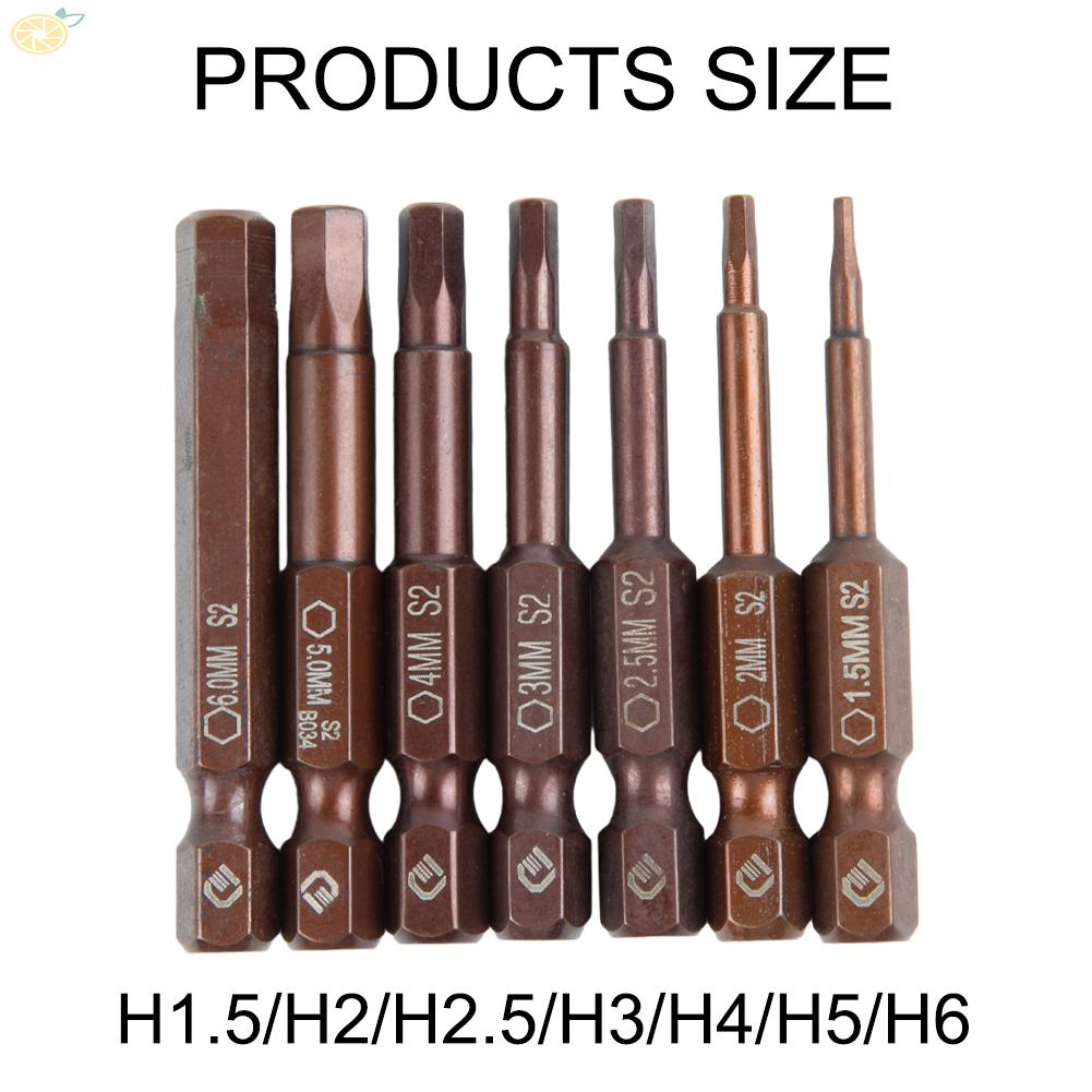 【VARSTR】Screwdriver Bits Hexagon Shank Magnetic 1/4 Inch 50mm Alloy Steel Brown H1.5-H6