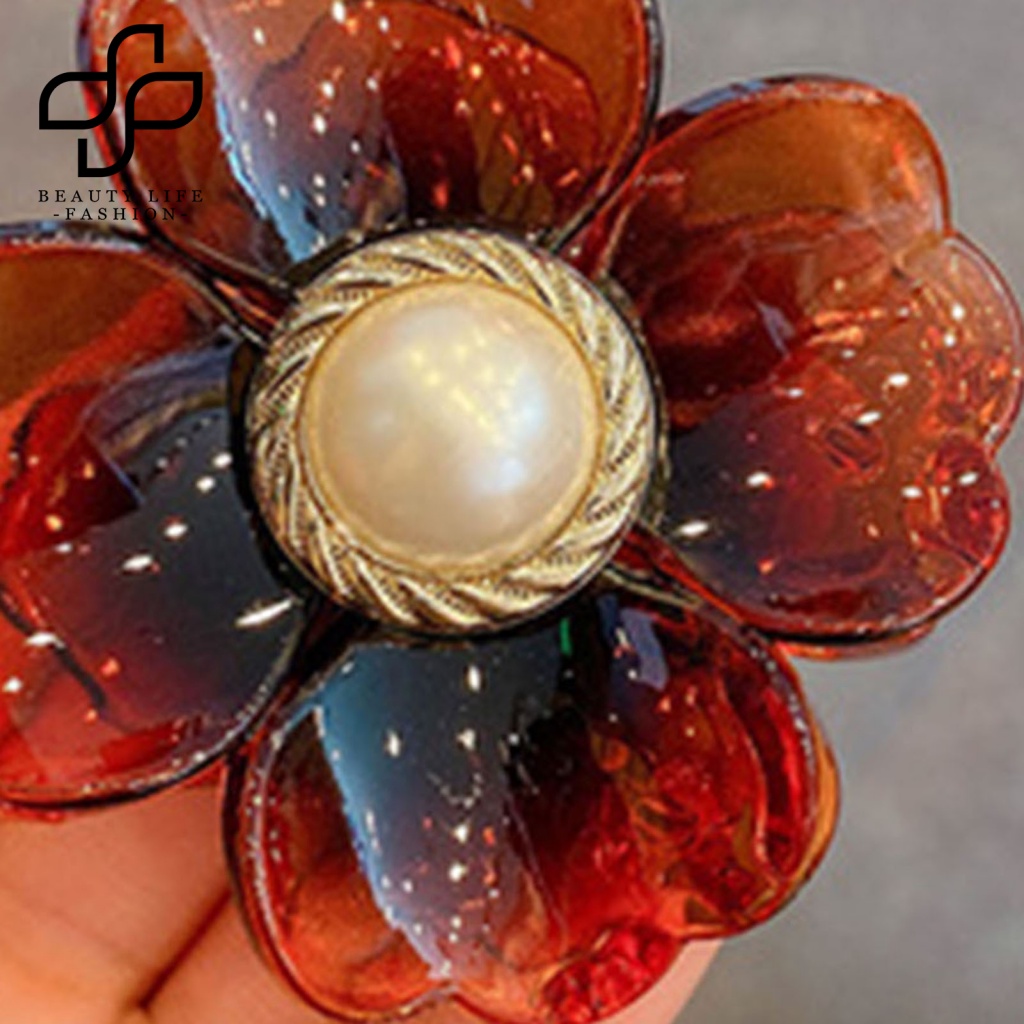 Kẹp Tóc Càng Cua Đính Ngọc Trai Giả Bằng Nhựa Màu Sắc Tươi Sáng