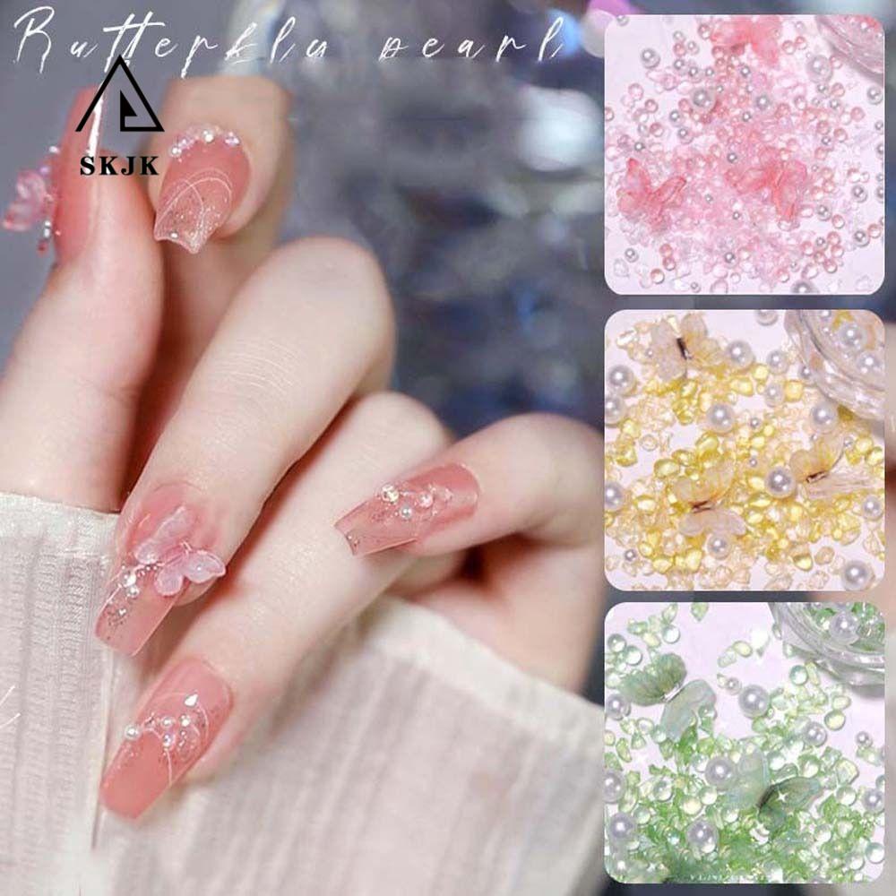 Phụ kiện trang trí móng tay SKJK hình bướm bằng resin phong cách Hàn Quốc dành cho nữ