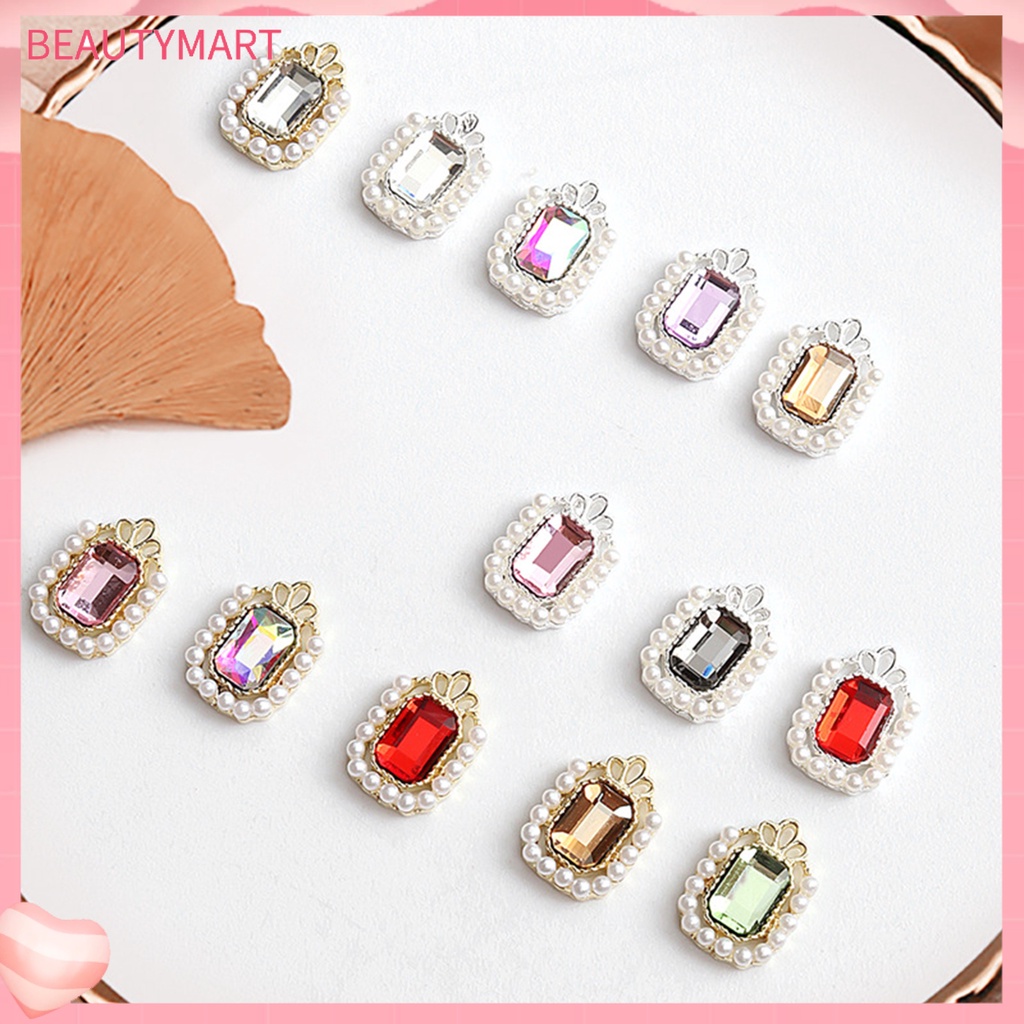 Set 5 Nhẫn Đính Ngọc Trai Giả Hình Bát Giác Dùng Trang Trí Móng Tay DIY