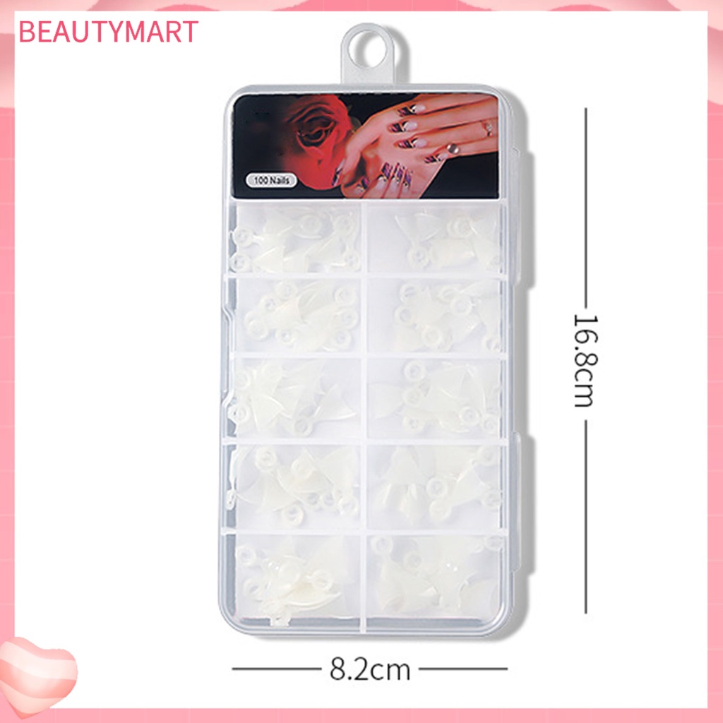 Set 100 Đầu Nối Móng Giả Ngắn Trong Suốt DIY