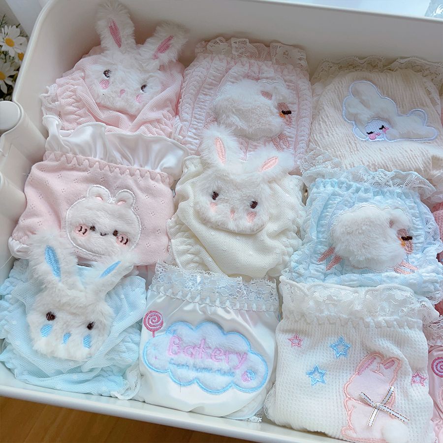 Quần Lót Ren Mỏng Thoáng Khí In Họa Tiết Hoạt Hình Phong Cách Lolita Nhật Bản Dễ Thương Cho Nữ