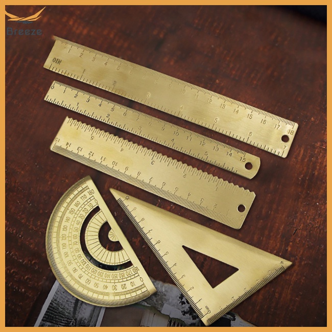 Thước Đo Góc Tam Giác Bằng Đồng Thau Phong Cách Cổ Điển Tiện Dụng Cho Văn Phòng / Trường Học