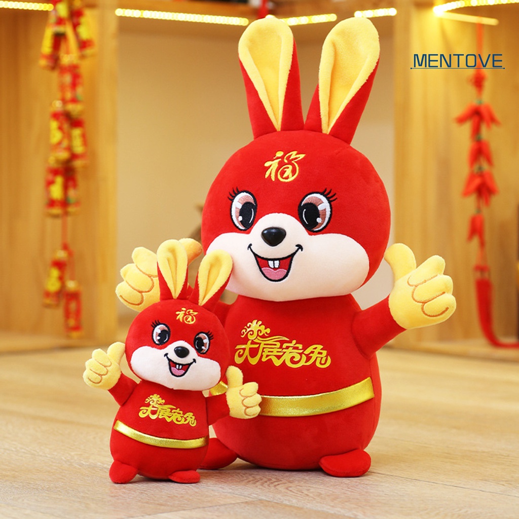 Đồ chơi nhồi bông Hình Thỏ 3D Phong Cách Trung Hoa 16 / 20 / 25 / 30 / 40cm Cho Năm Mới