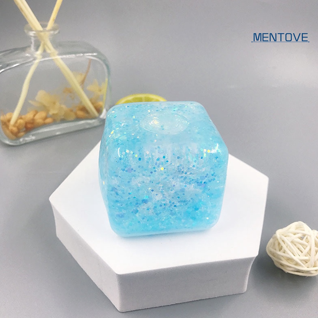 Đồ Chơi Mềm Dẻo Giảm Căng Thẳng Hình Khối Vuông Đính Kim Sa Xinh Xắn