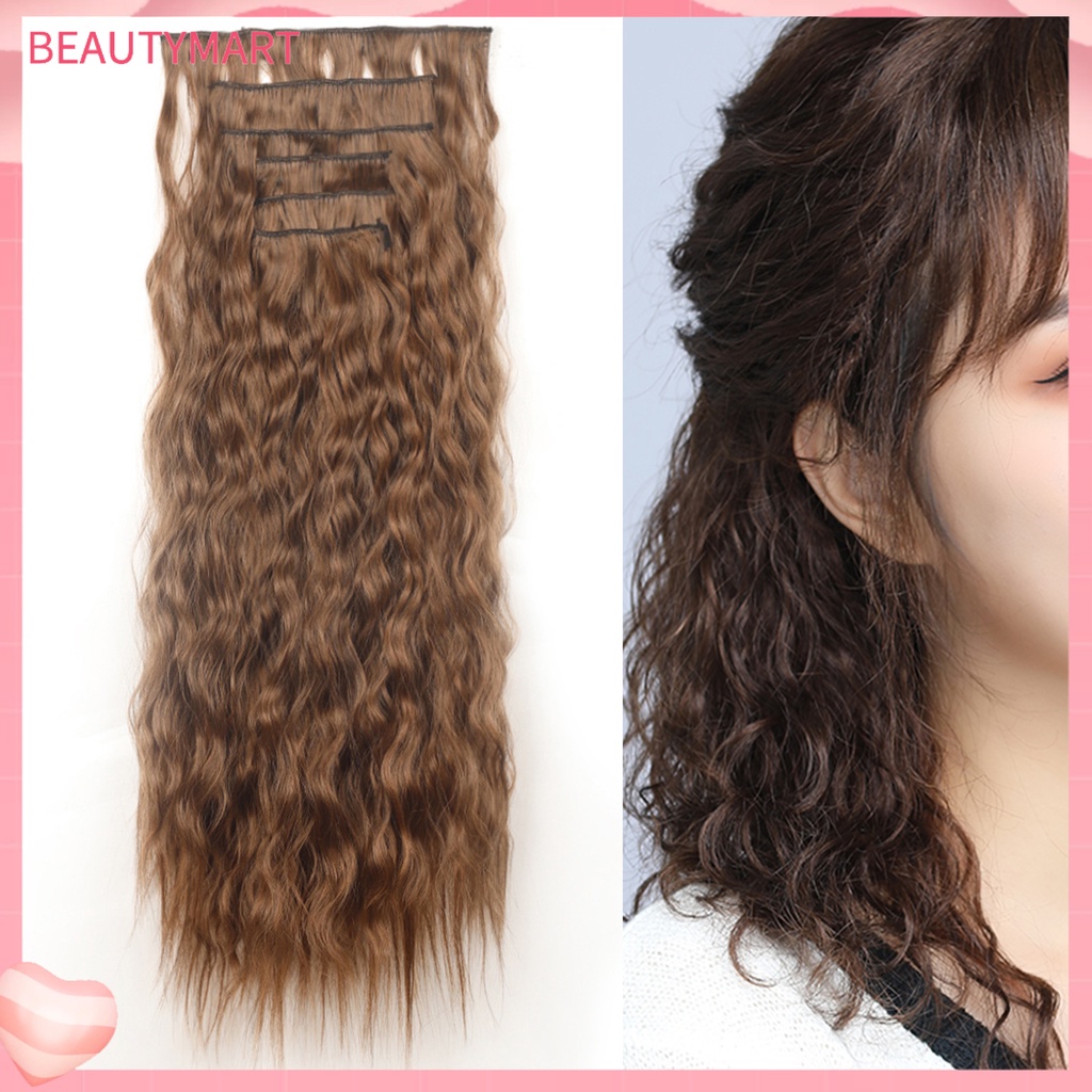 1 Bộ Tóc Giả Xoăn Dài Bằng Sợi Tự Nhiên Kết Cấu Nhẹ Nhàng Không Để Lại Dấu Vết