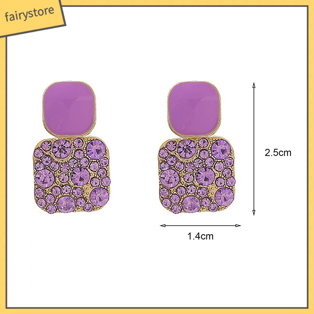 1 Đôi Bông Tai Hình Học Đính Đá Lấp Lánh Phong Cách Âu Mỹ Thời Trang Cho Nữ