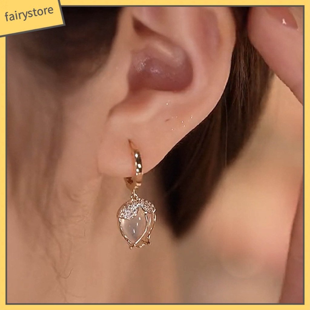 1 Đôi Bông Tai Hình Học Đính Đá Opal Cao Cấp Sang Trọng