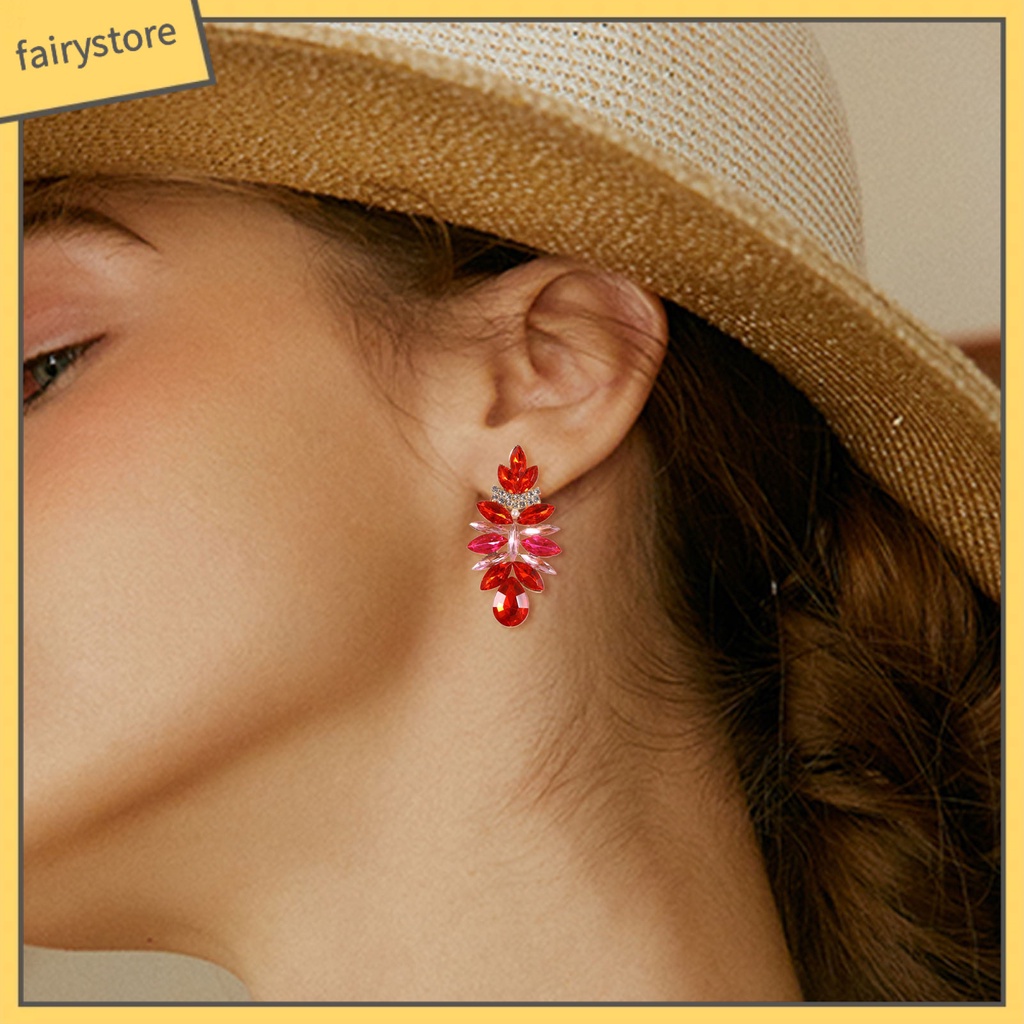 1 Đôi Bông Tai Hình Giọt Nước Đính Đá Lấp Lánh Dành Cho Nữ