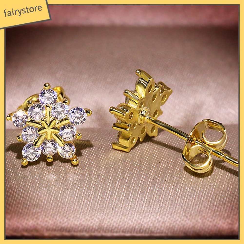 Bông Tai Hình Bông Tuyết Đính Đá Thời Trang Dành Cho Nữ