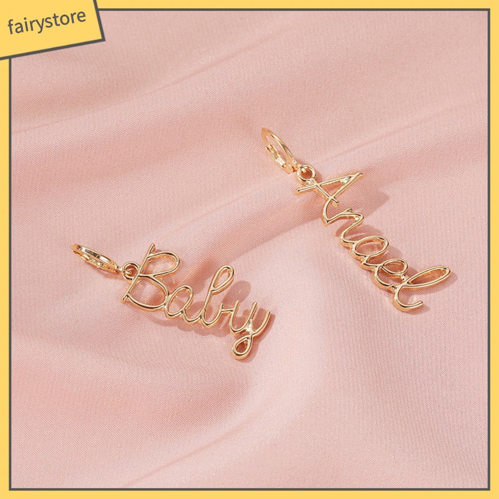 Bông Tai Dáng Dài Hình Thiên Thần Và Chữ Baby Fuck You Thời Trang Cho Nữ