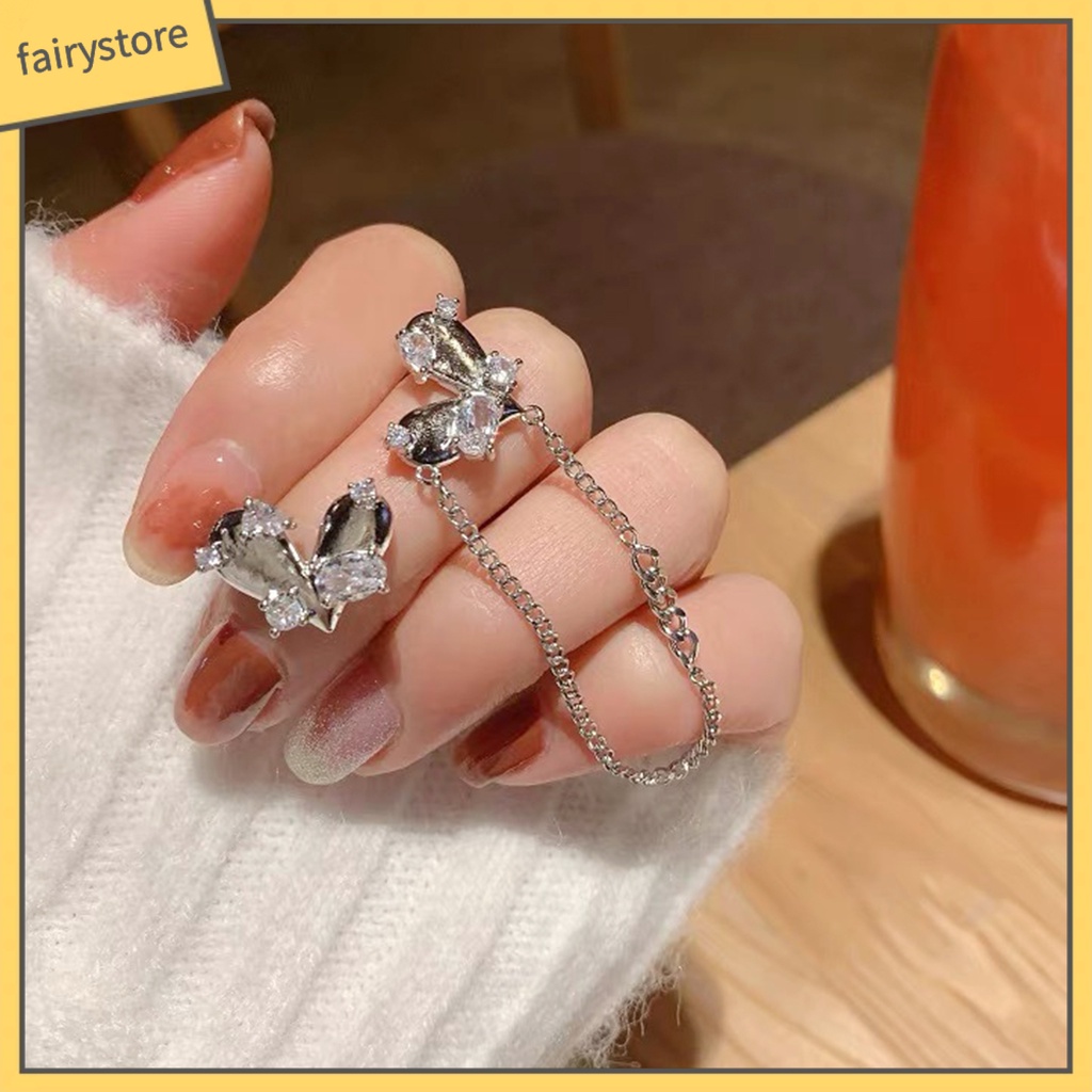 1 Đôi Khuyên Tai Hình Trái Tim Lấp Lánh Phong Cách Hàn Quốc